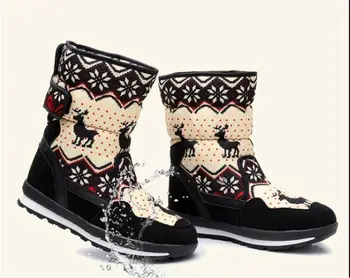 Dievčatá Zimné Topánky Deti sneh topánka deti nový dizajn Vianočné topánky teplé prírodné vlny kožušinou vo vnútri Non-slip jediným doprava zadarmo