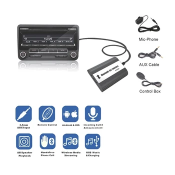 Horúca novinka 12 Pin Auto Auto Bluetooth Hudby, Súpravy Handsfree MP3 AUX Adaptér Rozhranie USB Nabíjanie Pre Toyota Lexus Scion 2003-2011