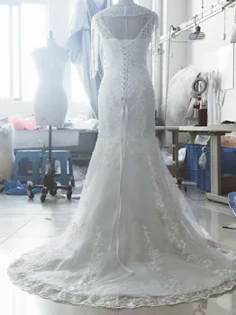 Vysoko kvalitný elegantný morská víla svadobné šaty pearl sequin dekorácie, svadobné šaty, Svadobné Šaty dizajn свадебное плать