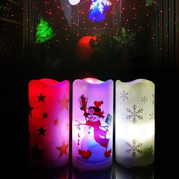 Vianočné LED Projekcie Svetla Snehuliak Nočné Svetlo snehové Vločky Lampa USB Sviečka, Lampa Pre Domáce Veselé Vianočné Ozdoby