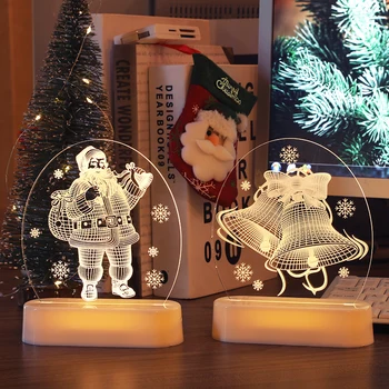 Akrylových 3d Lampa Santa Vianočné Nočného pre Deti Detská Izba Dekor Garland LED Nočné Svetlo Dekor Tabuľka Nočné Svetlo Vianočné Darčeky