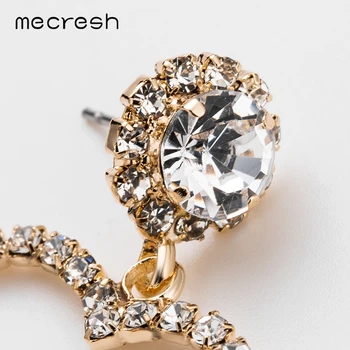 Mecresh Drahokamu Crystal Veľký Dlhý Strapec Náušnice pre Ženy, Strieborná Farba Elegantné Srdce Drop Náušnice, Módne Šperky MEH1602
