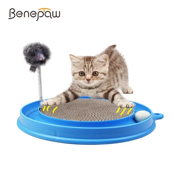 Benepaw Odolné Interaktívne Cat Hračka Vlnitého Papiera Mačiatko Scratcher Pet Post Pad Cvičení Myši Hrať Hračka S Loptou,