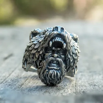 Kreatívne hip-hop, rock retro lokomotíva punk despotický Viking medveď bojovník mužov krúžok narodeniny darček šperky veľkoobchod
