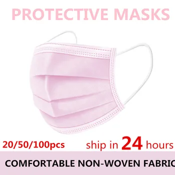Disposable Non-tkané 3-Vrstvové Ružová Dieťa pleťové Masky Priedušná Elastická Maska Earloops Priedušná Deti Masque Úst Maska Na Tvár