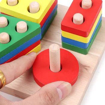 Baby Hračky Drevené Stavebné Bloky, Geometrický Tvar, Párovanie Rada Montessori Matematika Učebné Pomôcky Nakláňať Vzdelávacie Hračky Pre Dieťa