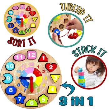 Zviera Tvar Digitálne Závitové Stavebným Hodiny Vzdelávacie Hodiny Montessori Hračky Kognitívne Tvar Zodpovedajúce Hodiny Pre Deti