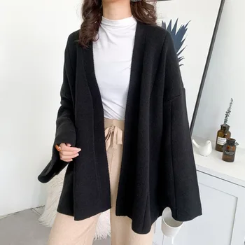 LANMREM fialová šedá dlhým rukávom nové tvaru all-zápas teplá jeseň pletenie cardigan pre ženy-móda príliv voľné kabát 2A1520