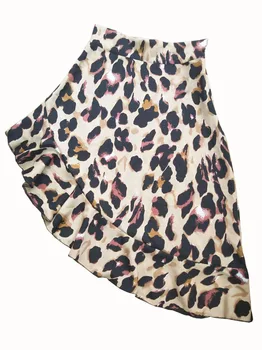 Ženy Sexy Leopard Sukne Zábal Asymetrické Teľa Dĺžka Sukne Dámske Letné Bežné Vysoký Pás Slim Sundress