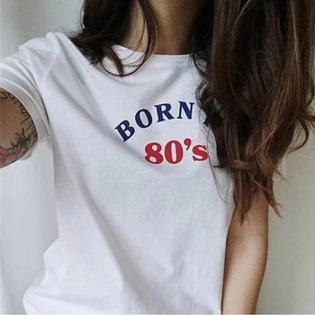 Bavlna 2020 Letné tričko Biele Ženy 80s tričko harajuku List Tlač 90. rokoch t-shirt kpop kórejský tee topy retro košele