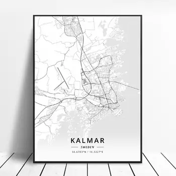 Uvedené landskrona Göteborgu Karlstad sodertalje kalmar Sundsvall Švédsko Plátno Umenia, Mapu, Plagát
