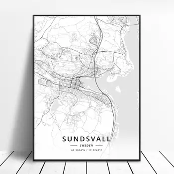 Uvedené landskrona Göteborgu Karlstad sodertalje kalmar Sundsvall Švédsko Plátno Umenia, Mapu, Plagát