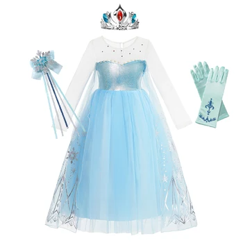 Fancy Dieťa Mrazené Šaty pre Dievčatá Elsa Kostým Princezná Bling Oka Party Šaty Vianoce, Narodeniny Cosplay Oblečenie Darček