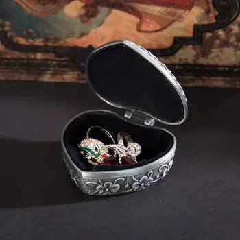 V tvare srdca snubný Prsteň Box Šperky, Držiak na Okno Displeja Úložný Box Vintage Rose Princess Kovové Vrecku Organizátor Boxy Darček