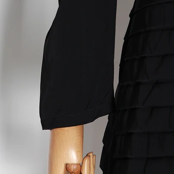 TWOTWINSTYLE Black Ruched Šaty Pre Ženy V Krku Lístkového Dlhý Rukáv Vysoký Pás Riadok Elegantné Šaty Žena 2020 Jarná Móda