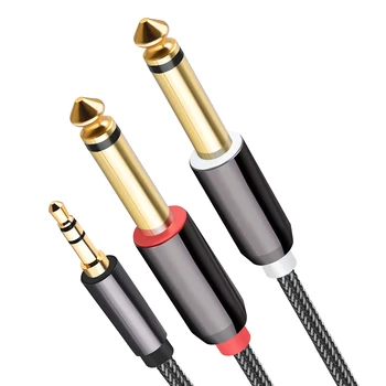 1m 1.8 m 3 m 5 m-Audio Kábel 3,5 mm Dvojitý 6.35 mm Aux Kábel 2*6.5 Jack 3,5 Muž pre Zmiešavač Zosilňovač Rozdeľovací Kábel Reproduktora