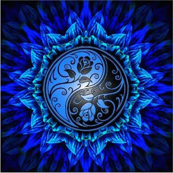 ZJZY 5D Diy Diamond Maľovanie Modrá Mandala Kvet Ručné Domov Darček Diamond Výšivky Obraz Mozaiky Kolo Drahokamu LY657
