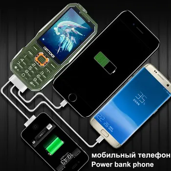 Tri SIM karty 2.8 palcový Shockproof telefón 3 SIM karty 3 pohotovostný mobilný telefón Cectdigi T19 Power Bank GSM Baterka ruská Klávesnica