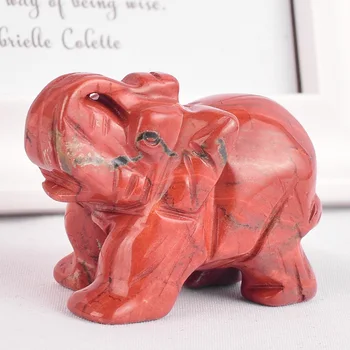 2 palcový Prírodných Kameňov, červený jaspis slon figúrka vyrezávané plavidlá mini zvieratá kamene a kryštály sochy pre deti izba dekor