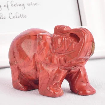 2 palcový Prírodných Kameňov, červený jaspis slon figúrka vyrezávané plavidlá mini zvieratá kamene a kryštály sochy pre deti izba dekor