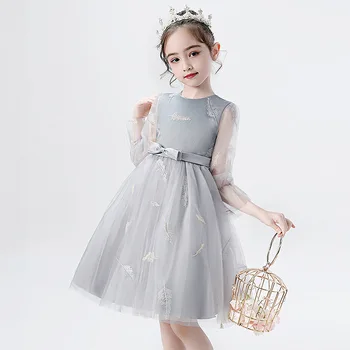 Dievčatá Strana Princezná Šaty Nové 2021 Deti čipky Dlhý rukáv Šaty pre Batoľa Dievčatá Svadby, Narodeniny Oblečenie detské kostýmy