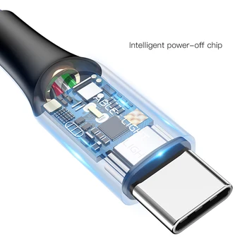 Baseus 3A USB Typu C Kábel Pre Huawei Xiao Redmi Samsung Realme Rýchle Nabíjanie 3.0 Typu C, LED Dátový Kábel Typ-c, USB-C Kábel Drôt