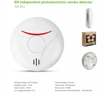 Hot Predaj 10 Rokov Detektor Dymu Majú EN14604 A CE Schválené Samostatne S Lítiové Batérie, Požiarnej signalizácie Smart Home