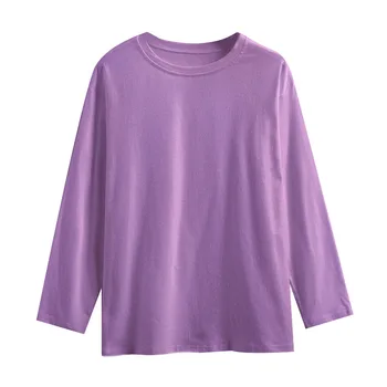 Nové Jeseň Žena Tričká Dlhý Rukáv dámske tričko jednofarebné Tričko Bavlna Zimné Základné Voľné Topy Bežné Ropa De Mujer