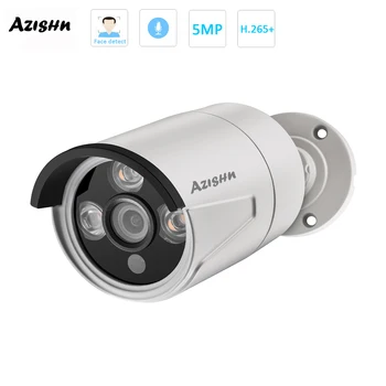 AZISHN H. 265+ 5MP POE IP Kamera 2592X1944 Vonkajšie Video detekcia Tváre 3IR Pole LED KAMEROVÝ Bezpečnostný ONVIF pre POE NVR Systém