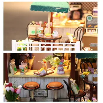 Bábika Dom Nábytku Diy Miniatúrne 3D Drevené Miniaturas domček pre bábiky Hračky pre Deti Narodeninám