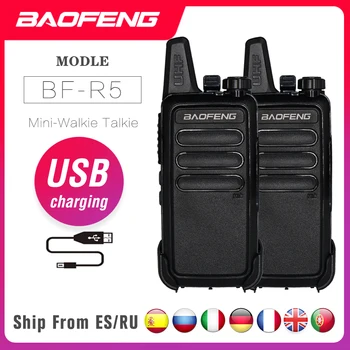 2 ks/veľa Baofeng BF-R5 Mini Vreckový Walkie-talkie USB Nabíjanie Prenosných Dve Cesty UHF Rádio FM Vysielač BF R5 Ham Rádio Stanice