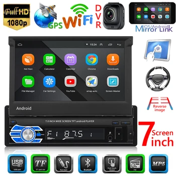 1 DIN Skladací Displej Auto MP5 Prehrávač, Bluetooth, WIFI AUX Android 10.1 GPS Navigácie Auta, FM Rádio, Autoradio