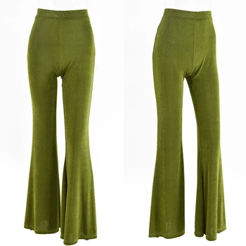 Fantoye 2021 Jar Vysoký Pás Svetlice Strečové Nohavice Pre Ženy Módy Zelené Tenké Dlhé Nohavíc Streetwear Bežné Pevné Žena Nohavice