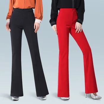 Farebné ženy Obličkového Nohavice Jar Leto office vysoký Pás Slim Fit Pevné Tvárny Bell bežné nohavice big veľkosti S-3XL