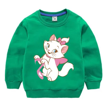 Baby Boy 2019 Dlhé Rukávy Mikiny Mačka Marie Aristocats Hoodies Baby Girl Mikina Deti T-shirt Long Sleeve Deti Topy