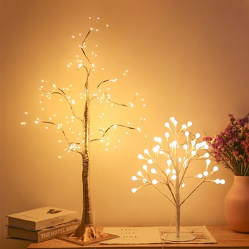 Kvet, LED, Stolové Lampy, Nočné Osvetlenie, Medený Drôt USB Gypsophila Strom Lampa Snímač Touch Stôl Svetlá pre Domáce Spálne Dekorácie