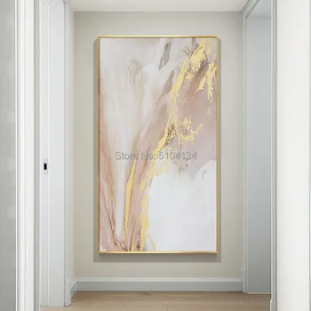 Ručne maľované Abstraktné Zlato a Ružovej Farby olejomalieb Moderné Plátno Maľby Nástenné Maľby pre Obývacia Izba domáce Dekorácie