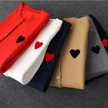2020 Cardigan Milovníka Pár Cashmere Sveter Láska-srdce výšivky kórejský Kabát Patria Mäkké Cashmere Voľné Pletené Zime