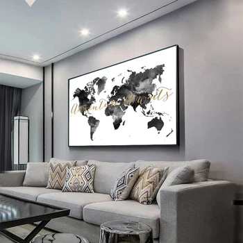 Moderné Mape Sveta Plátno Dekoratívne Maľby Zemi Obrázok Plagáty a Vytlačí Wall Street Art Obrázok pre Obývacia Izba Domova