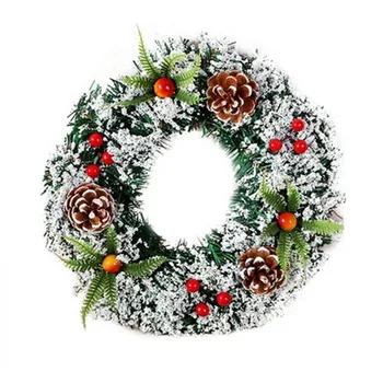 20 cm 30 cm 40 cm Vianočné vence zelená snehom borovicová šiška červené plody dekorácie, Vianočné dekorácie pre domov doprava zadarmo