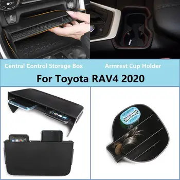 Čierny ABS Pre Toyota RAV4 2020 Auto Centrálnej Konzoly Multifunkčné Úložný Box Telefón Zásobník Držiak Auto Príslušenstvo