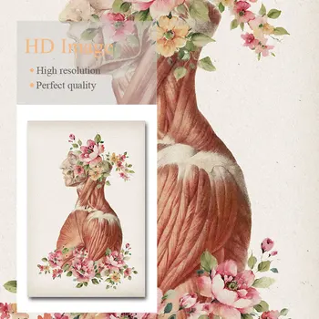 Kvetinový Anatómie Plátno Na Maľovanie Svalového Systému Zdravotníckych Vintage Poster Ľudské Telo Art Print Štúdia Vzdelávanie Dekorácie Obrázok