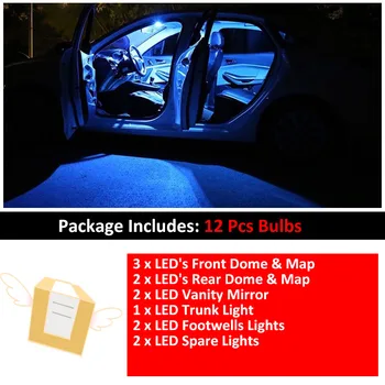 12pcs Led Žiarovky Pre Volkswagen VW Polo 6R 6C Mk5 2009-2018 Interiérové Led Svetla Kit Mapu Dome Kufra, Platňa Svetlo Auto Príslušenstvo