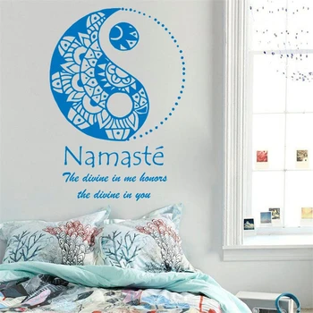 Stenu Yin Yang Symbol Namaste božského v ma ctí si Meditácia, Jóga Vinylové Nálepky Domov Dekor Obývacia Izba nástenné Maľby HY1423