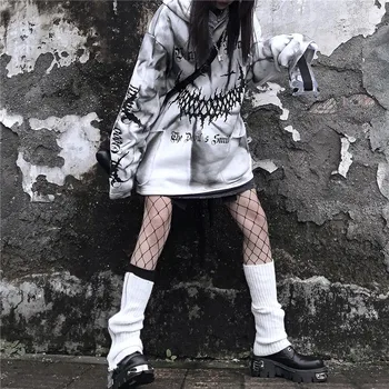 Streetwear Harajuku Zábavné Tlačených Topy Jeseň Dievčatá Biele Módy Japonsko Kpop Ženy Bežné High Street Špeciálna Pružina, Mikiny