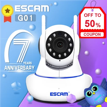 ESCAM G01 IP Kamery na Diaľku Presunúť Detekcie Infračervené Nočné Videnie 1080P HD 3.6 mm Len Infračervené Sieťová Kamera PTZ