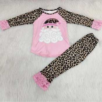 2019 vianočné oblečenie baby dievčatá Santa topy+leopard nohavice 2 ks nastaviť dieťa lumbálna detské oblečenie vyhovovali gxj
