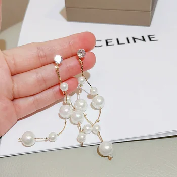 2020 Svadobné Šperky Simulované Pearl Dlhé Náušnice Kvapka Pre Ženy Kórejský Elegantné Módne Strapec Náušnice Bijoux Dary