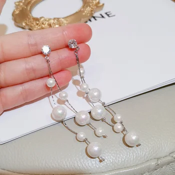 2020 Svadobné Šperky Simulované Pearl Dlhé Náušnice Kvapka Pre Ženy Kórejský Elegantné Módne Strapec Náušnice Bijoux Dary