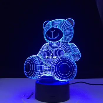 Hot Predaj Milujúci Bear 3d Lampa Farebné Postupné Nočného Led Dotykový Darček 3d Vision Stolové Lampy Na Obývacia Miestnosť, Stolná Lampa